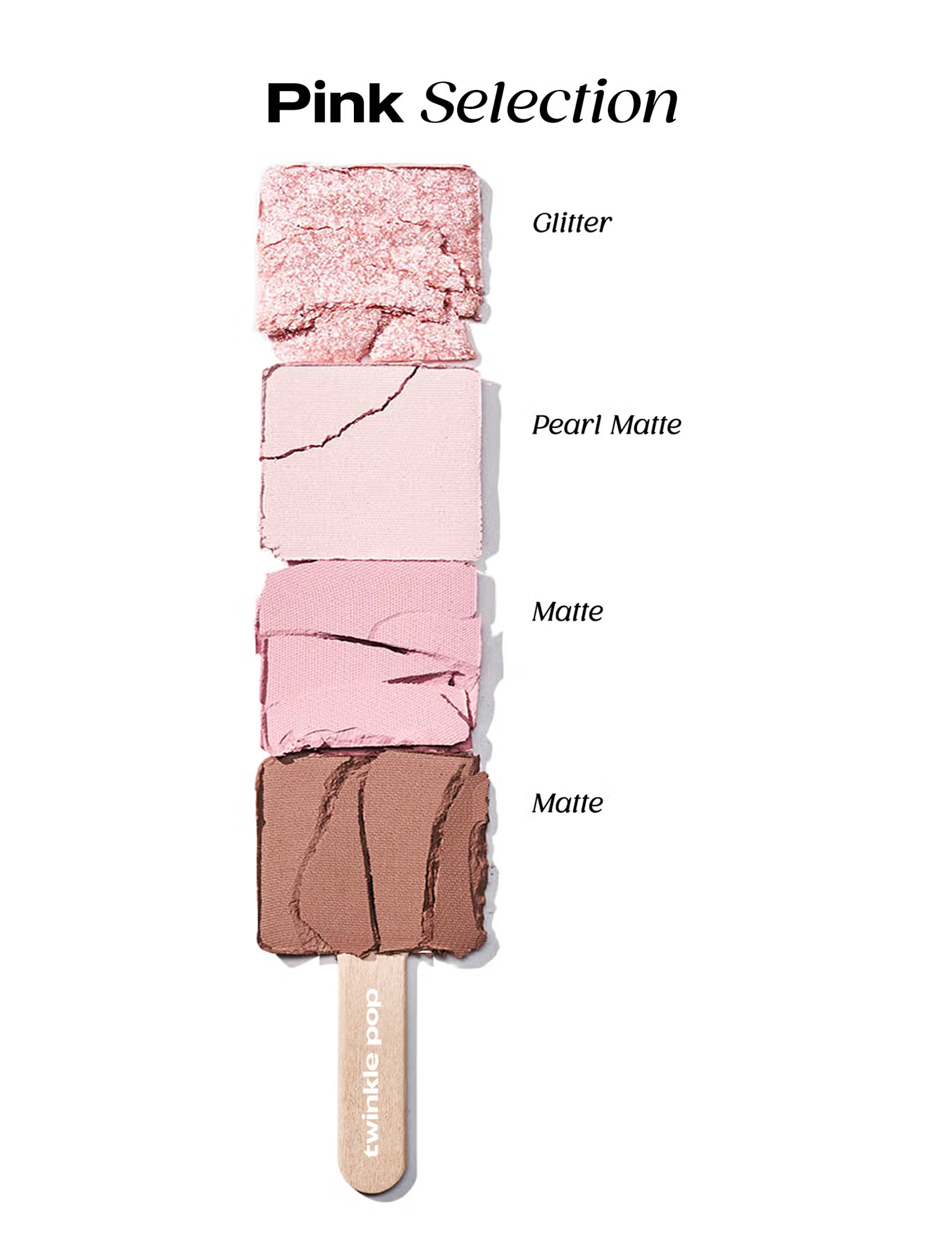 Clio Twinkle Pop 01 Pink Selection quad with pink shimmer and cool brown