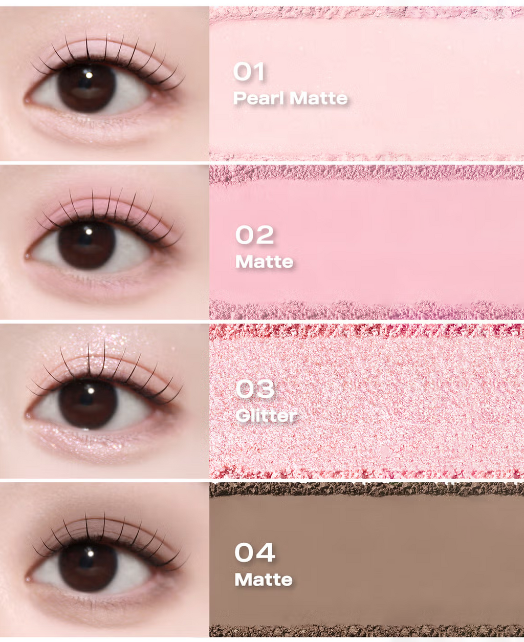 K-beauty eyeshadow palette for summer cool tones – soft pinks and glitter